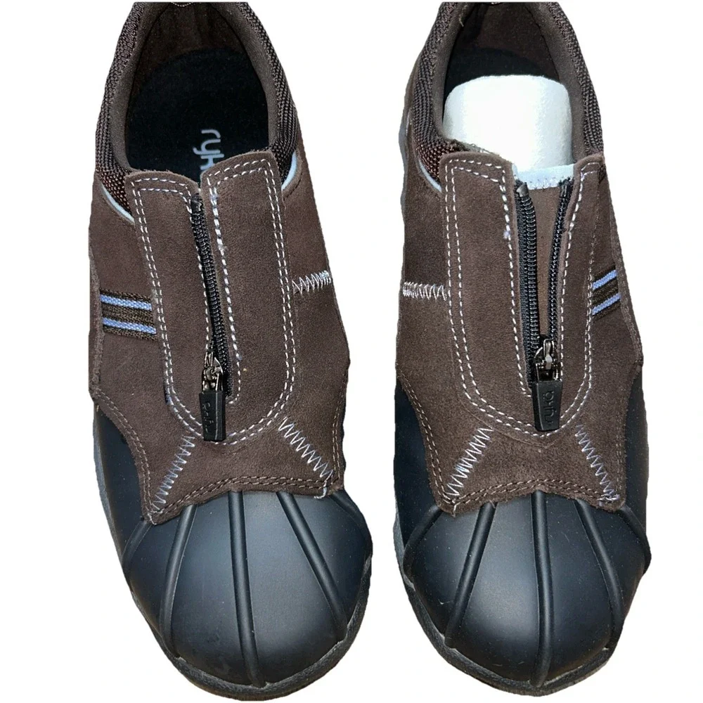 Ryka Women's Zip Front Brown Rain Duck Slip On Shoe Size 8W‎